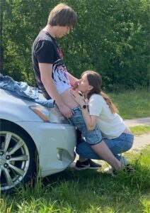 Amateur teen couple fucking outdoors